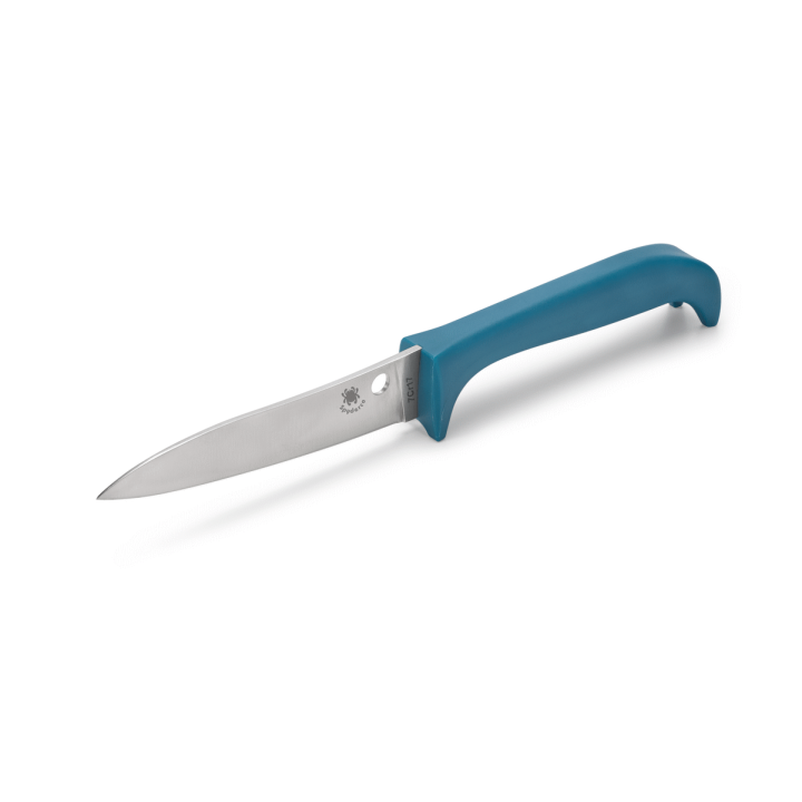 Couteau de Cuisine Spyderco Counter Puppy Lame Acier 7Cr17 Manche Plastique Bleu SCK20PBL - Livraison Gratuite