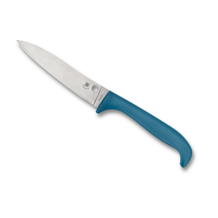 Couteau de Cuisine Spyderco Counter Puppy Lame Acier 7Cr17 Manche Plastique Bleu SCK20PBL - Livraison Gratuite