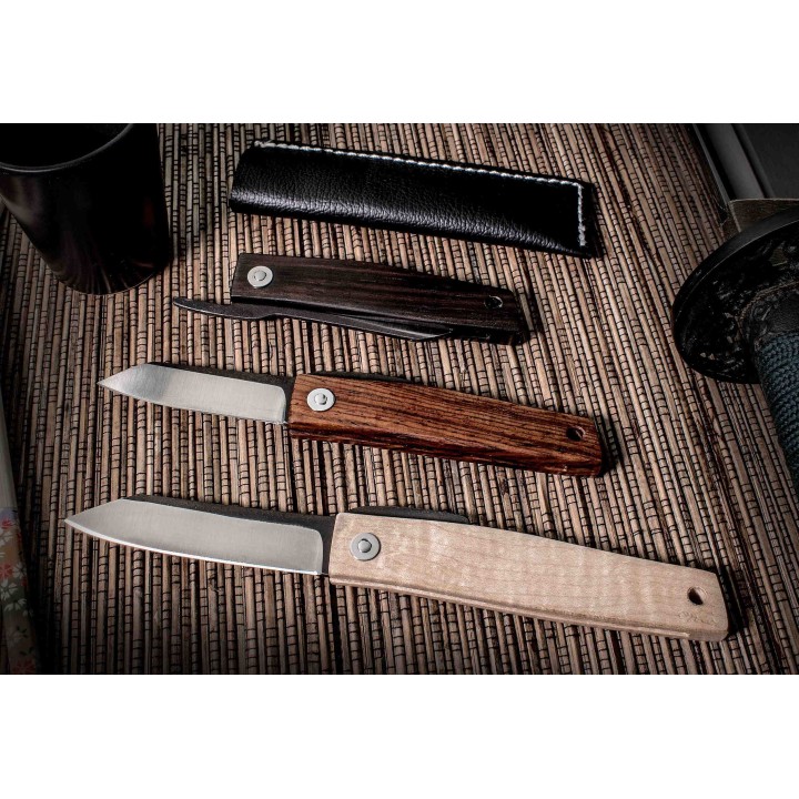 Couteau Ohta Style Higonokami FK7 Lame Acier D2 Manche Erable Housse Cuir Made Japan OFK7M - Livraison Gratuite
