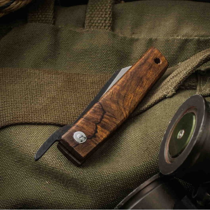 Couteau Ohta FK7 Desert Ironwood Lame Acier D2 Manche Bois Pouch Made Japan OFK7P - Livraison Gratuite