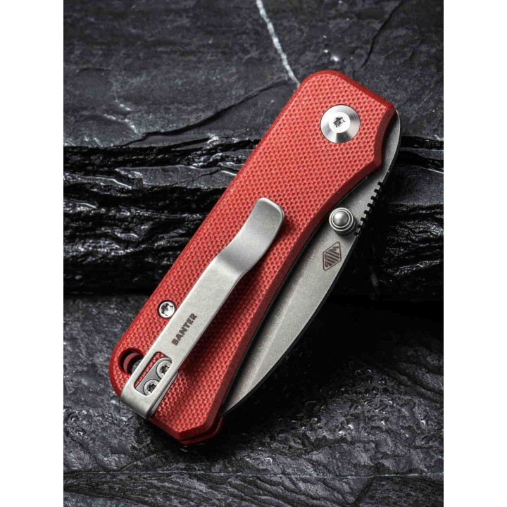 Couteau CIVIVI Baby Banter Burgundy Lame Nitro-V Manche G10 IKBS Linerlock Clip CIVC19068S6 - Livraison Gratuite