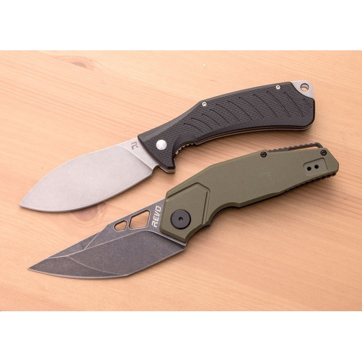 Couteau REVO Ness Black Lame Acier D2 Manche G10 IKBS Linerlock CLip REV008BLK - Livraison Gratuite