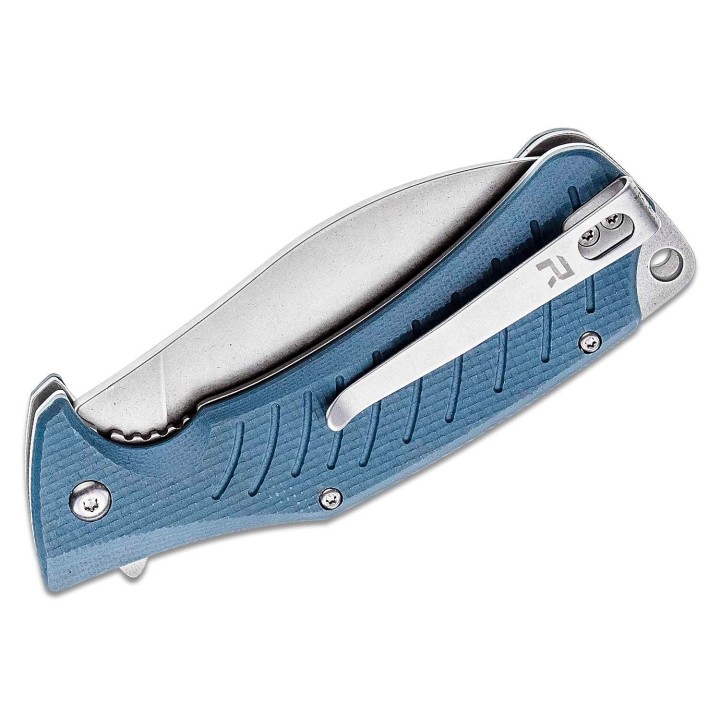Couteau REVO Ness Blue Lame Acier D2 Manche G10 IKBS Linerlock CLip REV008GRY - Livraison Gratuite