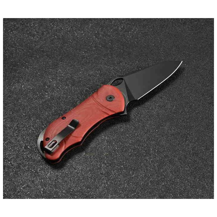 Couteau CMB Made Knives Hippo Red Lame Acier D2 IKBS Linerlock Clip CMB05R - Livraison Gratuite