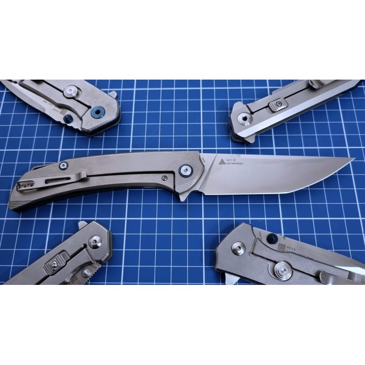 Couteau Sanrenmu SRM Asika Big Manche Titane Lame Acier 154CM IKBS Framelock Clip SRM1411TZ - Livraison Gratuite