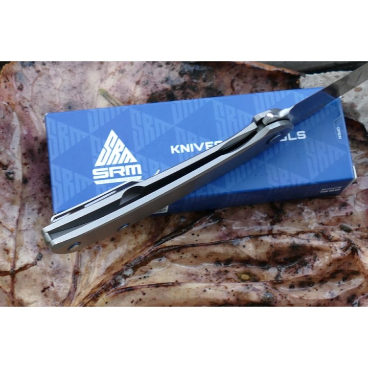 Couteau Sanrenmu SRM Asika Big Manche Titane Lame Acier 154CM IKBS Framelock Clip SRM1411TZ - Livraison Gratuite