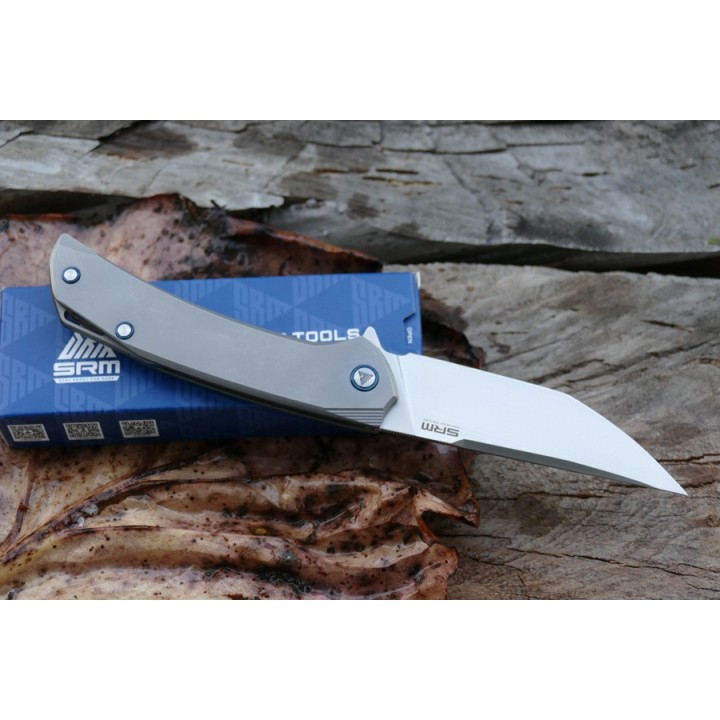 Couteau Sanrenmu SRM Asika Big Manche Titane Lame Acier 154CM IKBS Framelock Clip SRM1411TZ - Livraison Gratuite