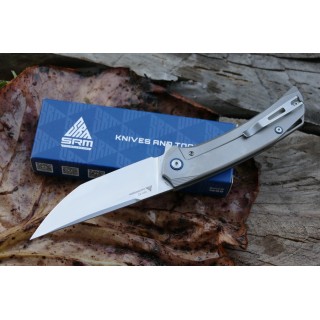 Couteau Sanrenmu SRM Asika Big Manche Titane Lame Acier 154CM IKBS Framelock Clip SRM1411TZ - Livraison Gratuite