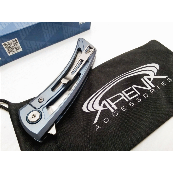 Couteau SRM Unicorn 7415 Blue Manche Titane Lame Acier 154CM Framelock Clip SRM7415TE - Livraison Gratuite