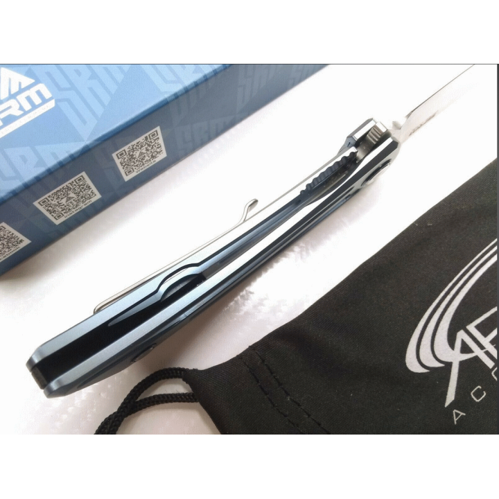 Couteau SRM Unicorn 7415 Blue Manche Titane Lame Acier 154CM Framelock Clip SRM7415TE - Livraison Gratuite