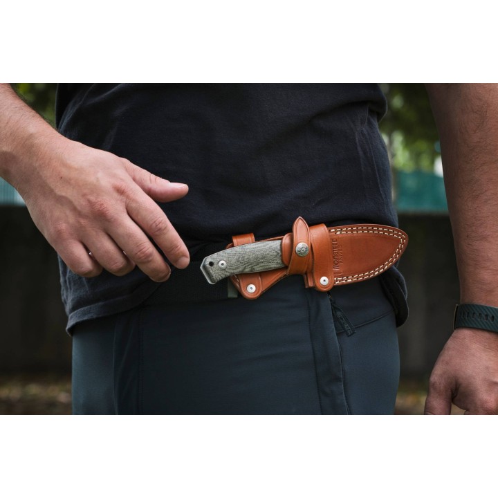 Couteau LionSteel M2M Santos Lame Acier M390 Manche Bois Etui Cuir Made Italy LSTM2MST - Livraison Gratuite
