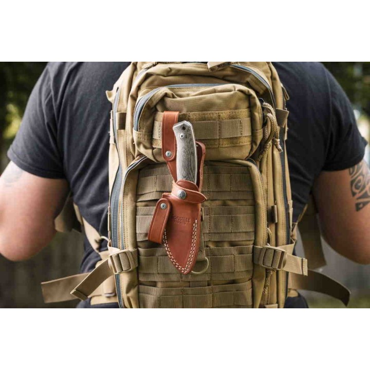 Couteau LionSteel M2M Olive Lame Acier M390 Manche Bois Etui Cuir Made Italy LSTM2MUL - Livraison Gratuite