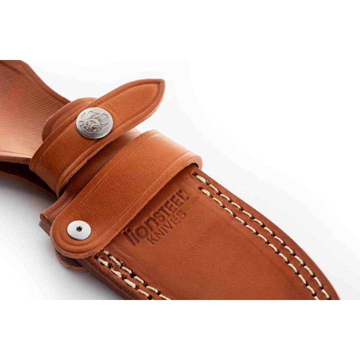 Couteau LionSteel M2M  Lame Acier M390 Manche Natural Micarta Etui Cuir Made Italy LSTM2MCVN - Livraison Gratuite