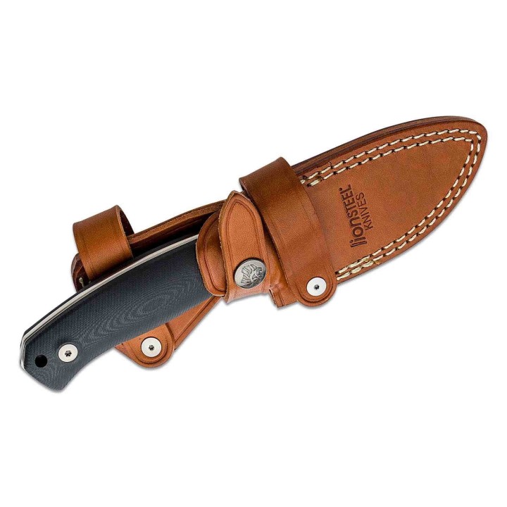 Couteau LionSteel M2M Lame Acier M390 Manche Black G10 Etui Cuir Made Italy LSTM2MGBK - Livraison Gratuite