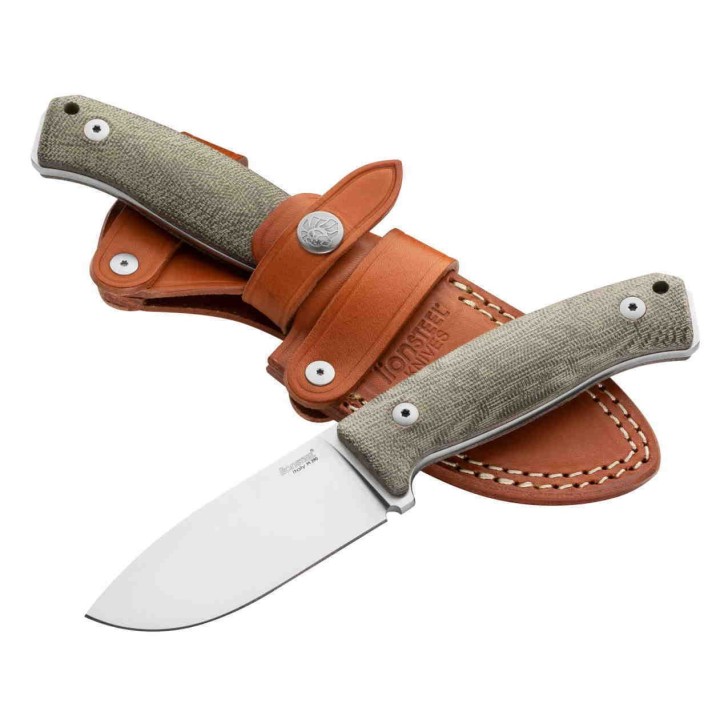 Couteau LionSteel M2M Lame Acier M390 Manche Green Micarta Etui Cuir Made Italy LSTM2MCVG - Livraison Gratuite