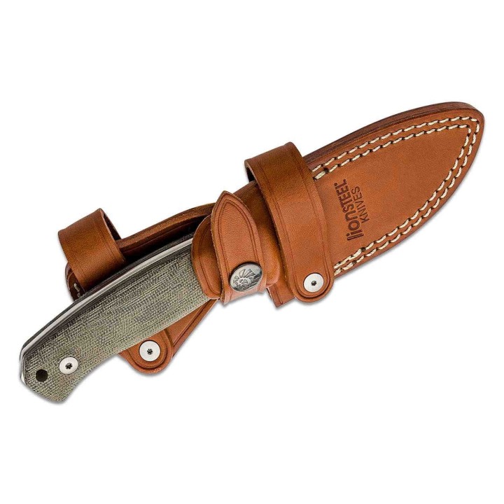 Couteau LionSteel M2M Lame Acier M390 Manche Green Micarta Etui Cuir Made Italy LSTM2MCVG - Livraison Gratuite