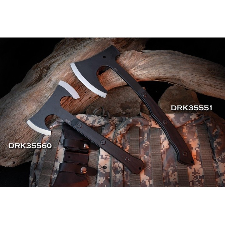 Hache Tomahawk APOC Survival Double Mukk Hatchet Lame Acier 9260 Manche G10 Etui Kydex DRK35560 - Livraison Gratuite