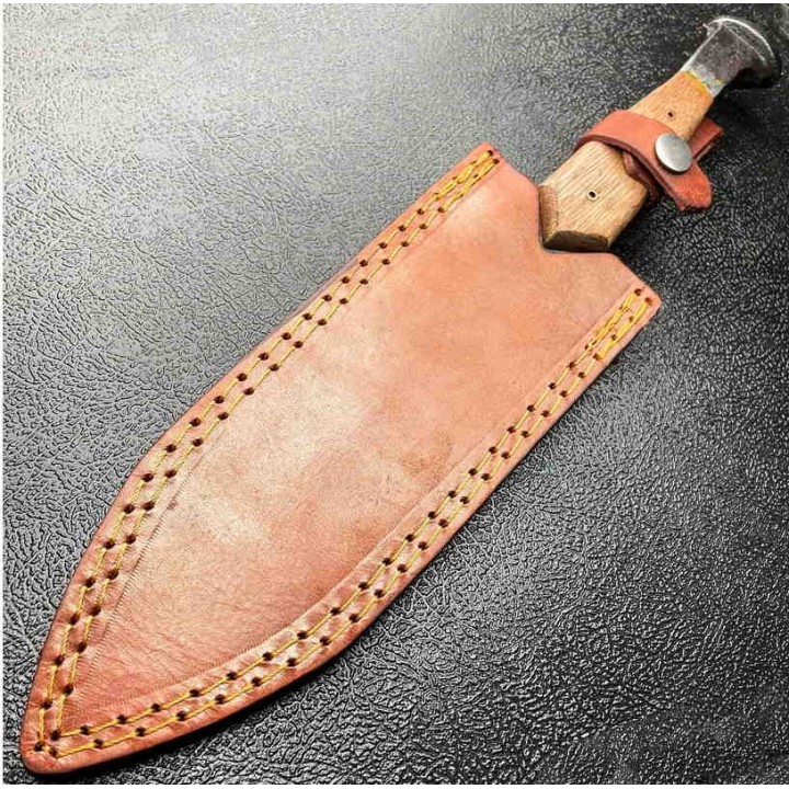 Dague Fabrication Artisanale Forgée Dans un Clou de Rail Acier Carbone Etui Cuir PA7900 - Livraison Gratuite