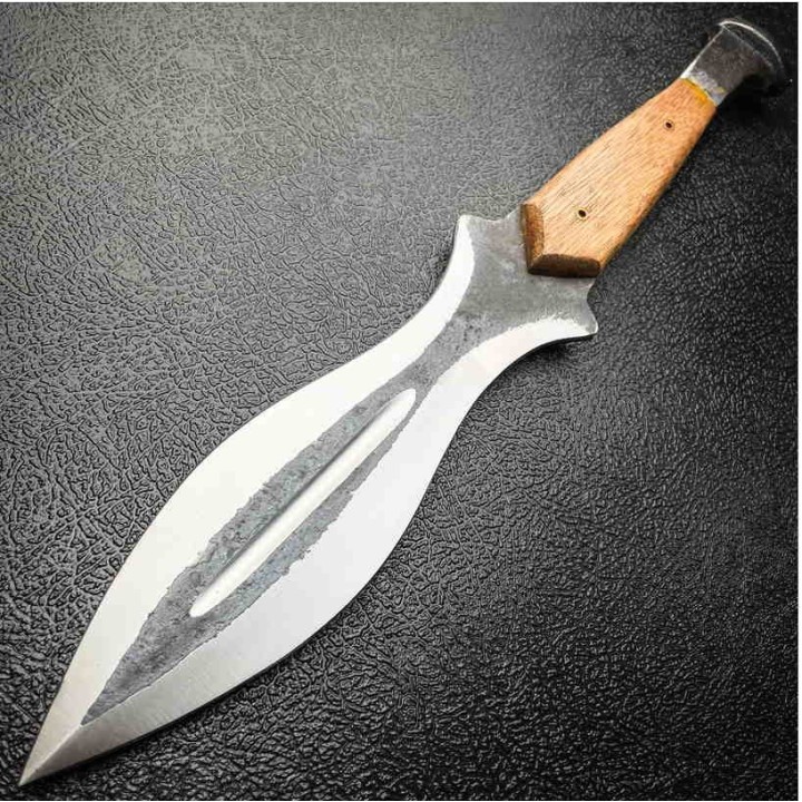 Dague Fabrication Artisanale Forgée Dans un Clou de Rail Acier Carbone Etui Cuir PA7900 - Livraison Gratuite