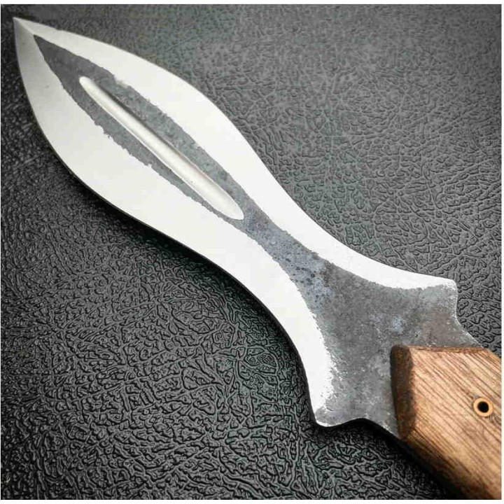 Dague Fabrication Artisanale Forgée Dans un Clou de Rail Acier Carbone Etui Cuir PA7900 - Livraison Gratuite