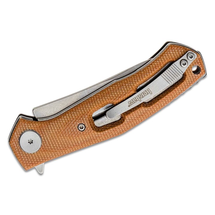 Couteau Kersahw Concierge Brown Lame Acier 8Cr13MoV Manche Micarta IKBS Linerlock Clip KS4020MIB - Livraison Gratuite