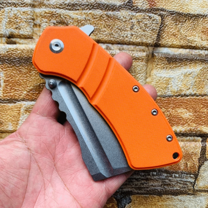 Couteau Kansept Cleavers XL Korvid Orange Manche G10 Lame Acier 154CM Linerlock Clip KT1030A6 - Livraison Gratuite