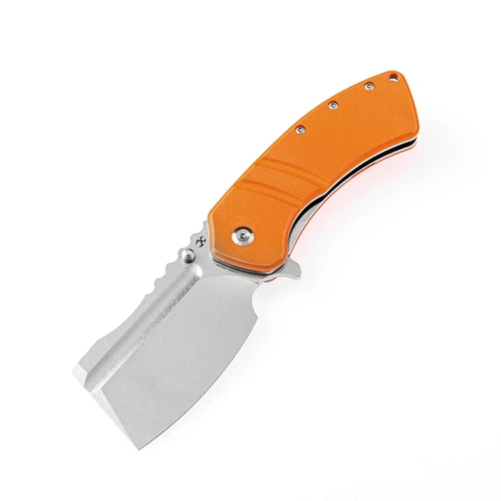 Couteau Kansept Cleavers XL Korvid Orange Manche G10 Lame Acier 154CM Linerlock Clip KT1030A6 - Livraison Gratuite