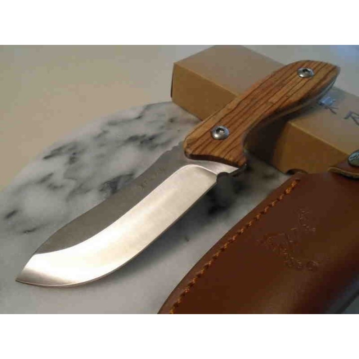 Couteau de Chasse Elk Ridge Lame Acier 3Cr13 Manche Bois Etui Cuir ER20003D - Livraison Gratuite