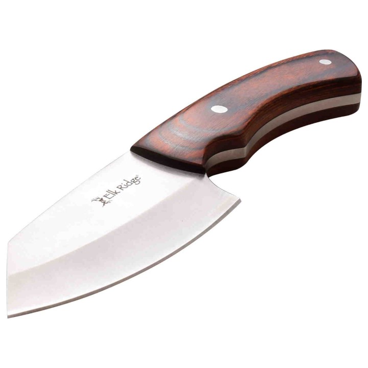 Lot de 2 Couteau Skinner Elk Ridge Lame Acier 3Cr13 Manche Bois Etui Cuir ER20027BR - Livraison Gratuite