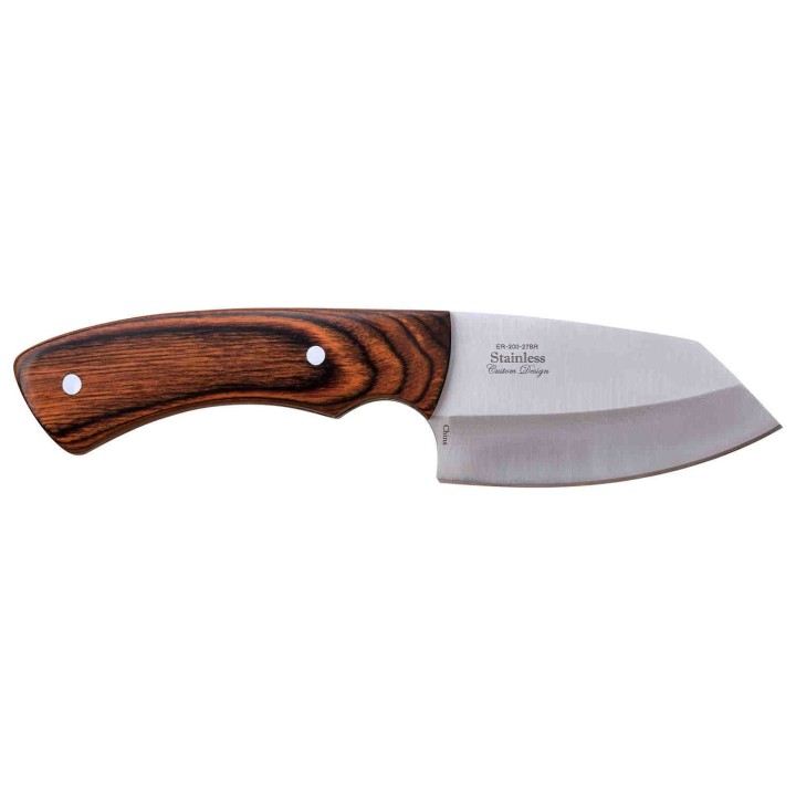Lot de 2 Couteau Skinner Elk Ridge Lame Acier 3Cr13 Manche Bois Etui Cuir ER20027BR - Livraison Gratuite