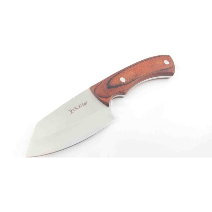Lot de 2 Couteau Skinner Elk Ridge Lame Acier 3Cr13 Manche Bois Etui Cuir ER20027BR - Livraison Gratuite