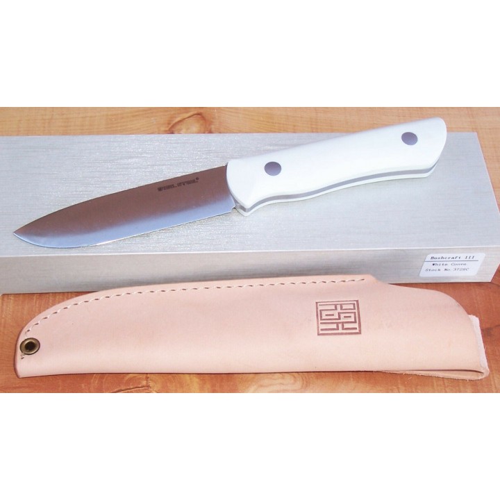 Couteau Real Steel Bushcraft III White Convex Lame Acier D2 Manche G10 Etui Cuir RS3728C - Livraison Gratuite