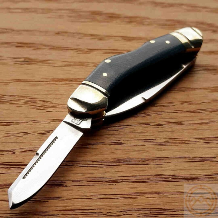 Couteau Rough Ryder Dogleg Canoe Denim Manche Micarta 2 Lames Carbone T10 RR2189 - Livraison Gratuite