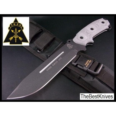 Couteau de Survie Knives Tops Steel Eagle Lame Acier 1095 Manche Micarta Etui Nylon Made In USA TP107E - Livraison Gratuite