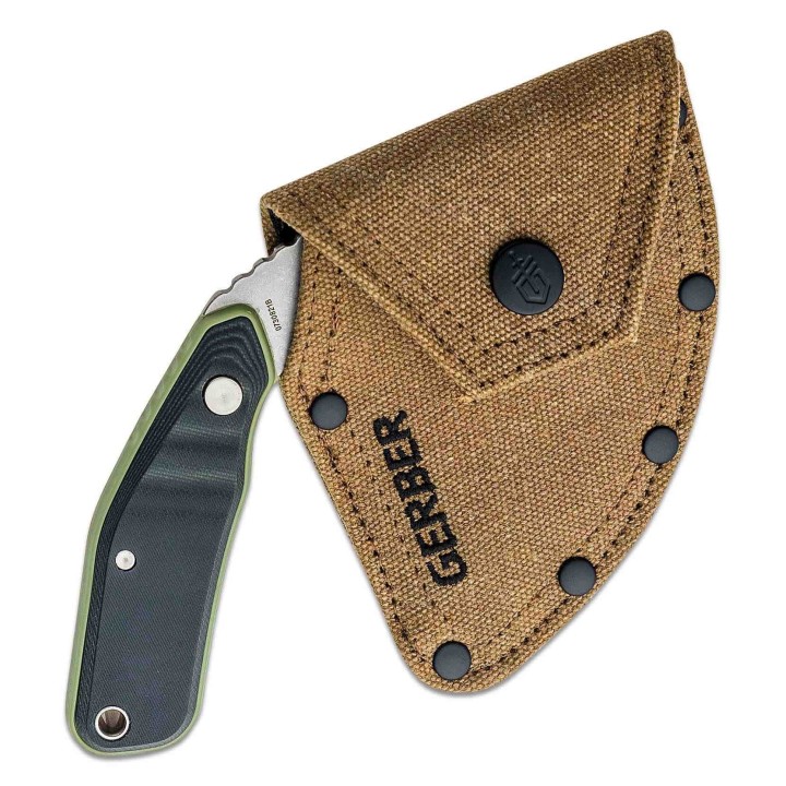 Couteau Gerber Downwind Ulu Green Lame Acier 7Cr17MoV Manche G10 Etui Canvas G1824 - Livraison Gratuite
