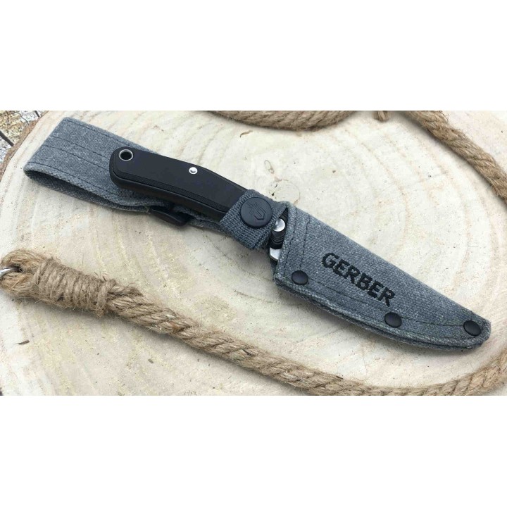 Couteau Gerber Downwind Caper Black Lame Acier 7Cr17MoV Manche G10 Etui Canvas G1819 - Livraison Gratuite