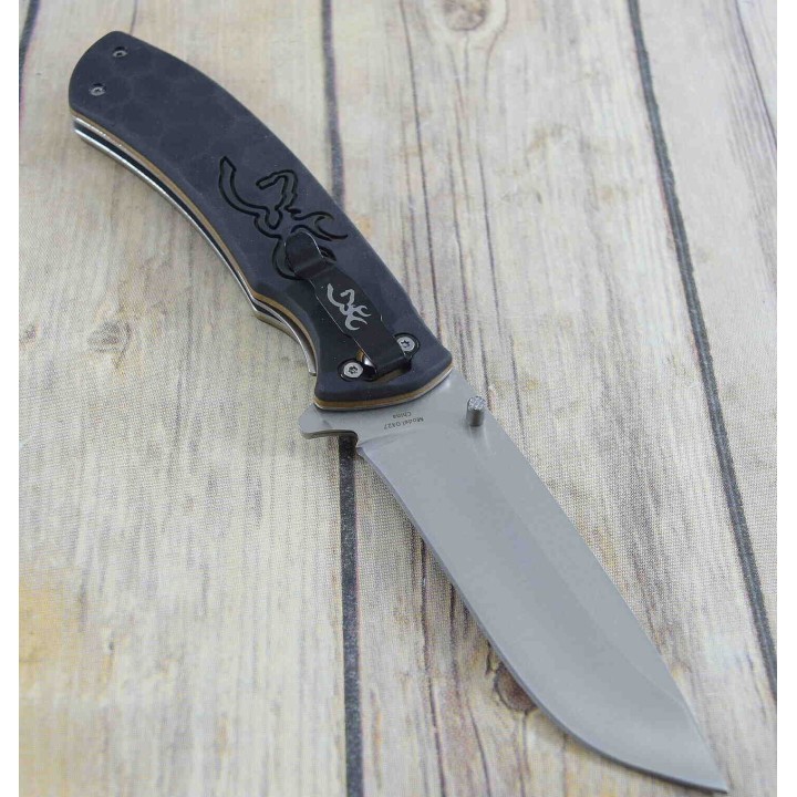 Couteau Browning Large Primal Lame Acier 8Cr13MoV Manche Polymer Linerlock Clip BR0427B - Livraison Gratuite