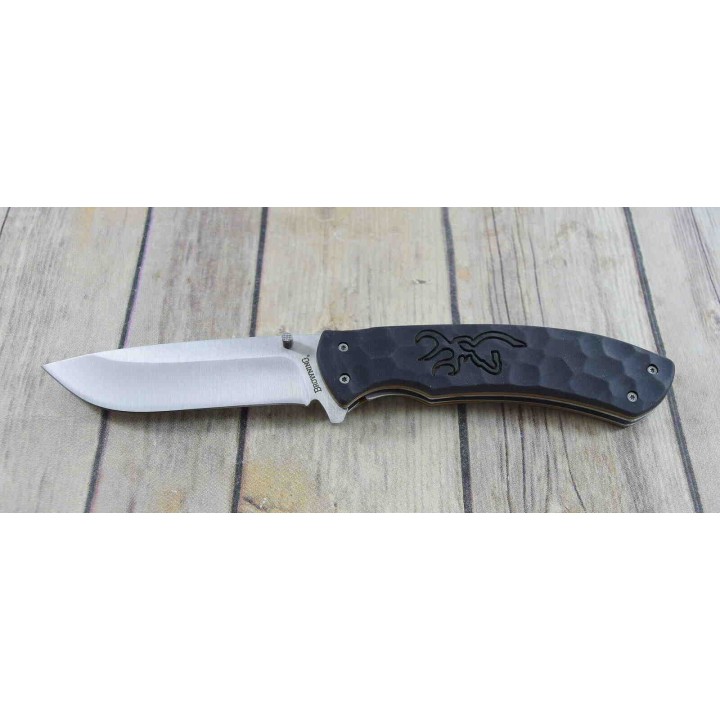 Couteau Browning Large Primal Lame Acier 8Cr13MoV Manche Polymer Linerlock Clip BR0427B - Livraison Gratuite