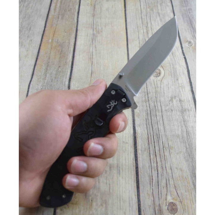 Couteau Browning Large Primal Lame Acier 8Cr13MoV Manche Polymer Linerlock Clip BR0427B - Livraison Gratuite