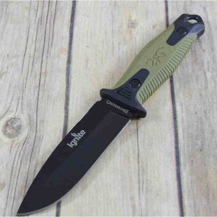 Couteau de Survie Browning Ignite 2 Lame Acier 7Cr17MoV Manche Polymère Etui Polymère BR0335 - Livraison Gratuite