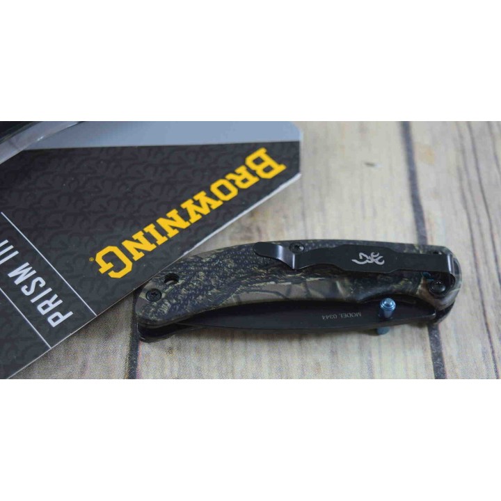 Couteau Browning Prism 3 Camo Manche Aluminium Lame Acier 7Cr17MoV Linerlock Clip BR0344 - Livraison Gratuite