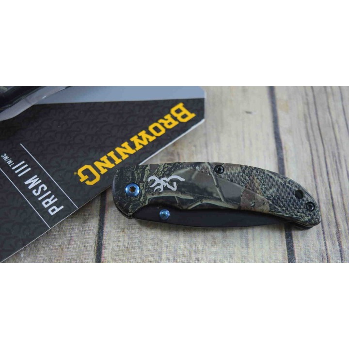 Couteau Browning Prism 3 Camo Manche Aluminium Lame Acier 7Cr17MoV Linerlock Clip BR0344 - Livraison Gratuite