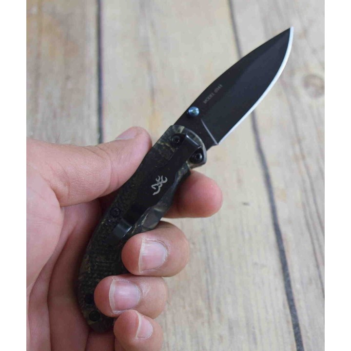 Couteau Browning Prism 3 Camo Manche Aluminium Lame Acier 7Cr17MoV Linerlock Clip BR0344 - Livraison Gratuite