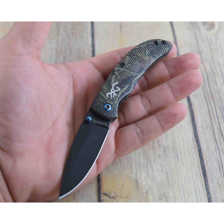 Couteau Browning Prism 3 Camo Manche Aluminium Lame Acier 7Cr17MoV Linerlock Clip BR0344 - Livraison Gratuite