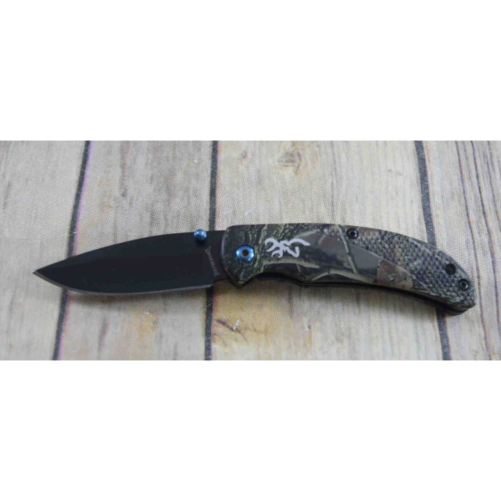 Couteau Browning Prism 3 Camo Manche Aluminium Lame Acier 7Cr17MoV Linerlock Clip BR0344 - Livraison Gratuite
