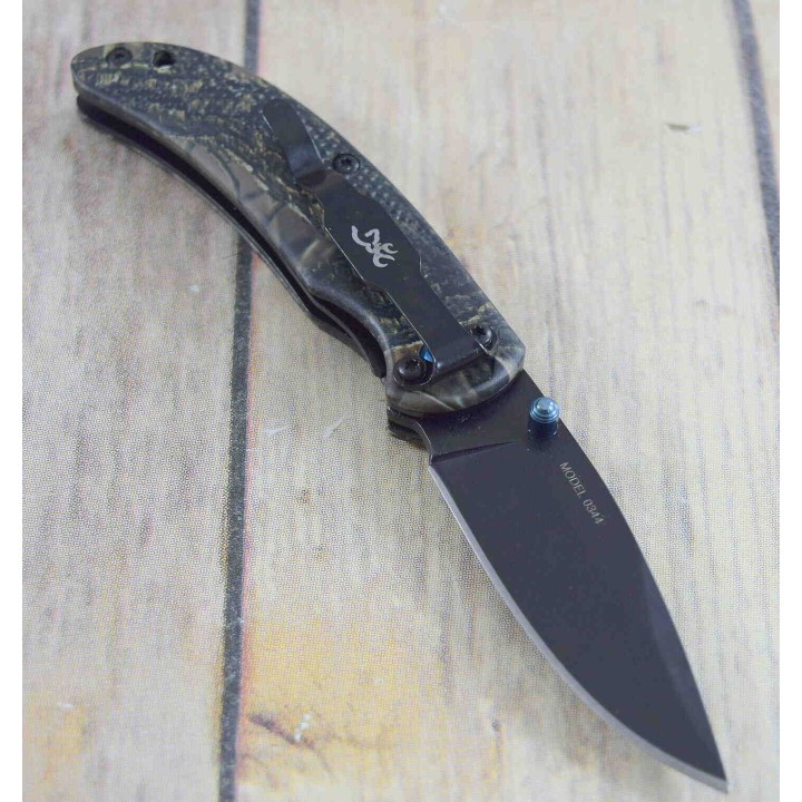 Couteau Browning Prism 3 Camo Manche Aluminium Lame Acier 7Cr17MoV Linerlock Clip BR0344 - Livraison Gratuite