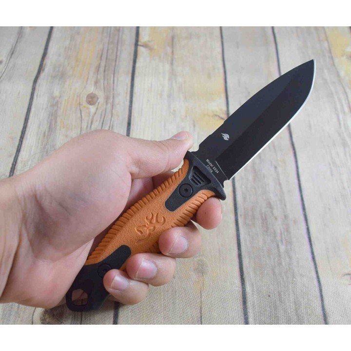 Couteau de Survie Browning Ignite 2 Orange Lame Acier 7Cr17MoV Manche Polymère Etui Polymère BR0334 - Livraison Gratuite