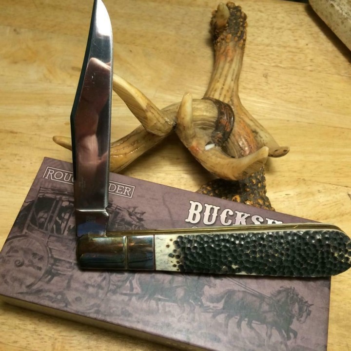Couteau Rough Ryder Granddad Barlow Buckshot Bone Lame Acier 440 Manche Os Boite Collector RR2318 - Livraison Gratuite