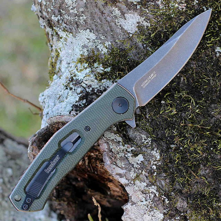 Couteau Kershaw Concierge D2 Manche Green Micarta Lame Acier D2 IKBS Linerlock Clip KS4020MCG - Livraison Gratuite