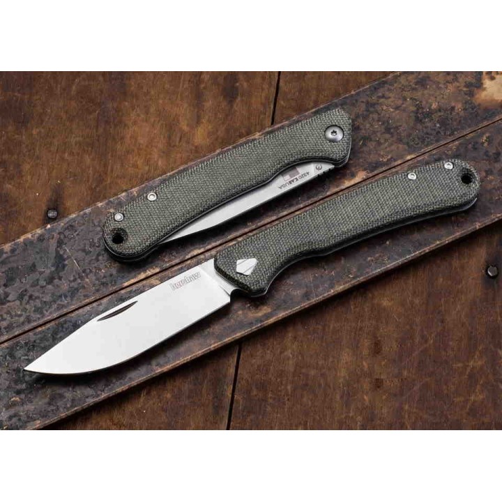 Couteau Kershaw Federalist Slipjoint Lame Acier CPM-154 Manche Green Micarta Made USA KS4320 - Livraison Gratuite